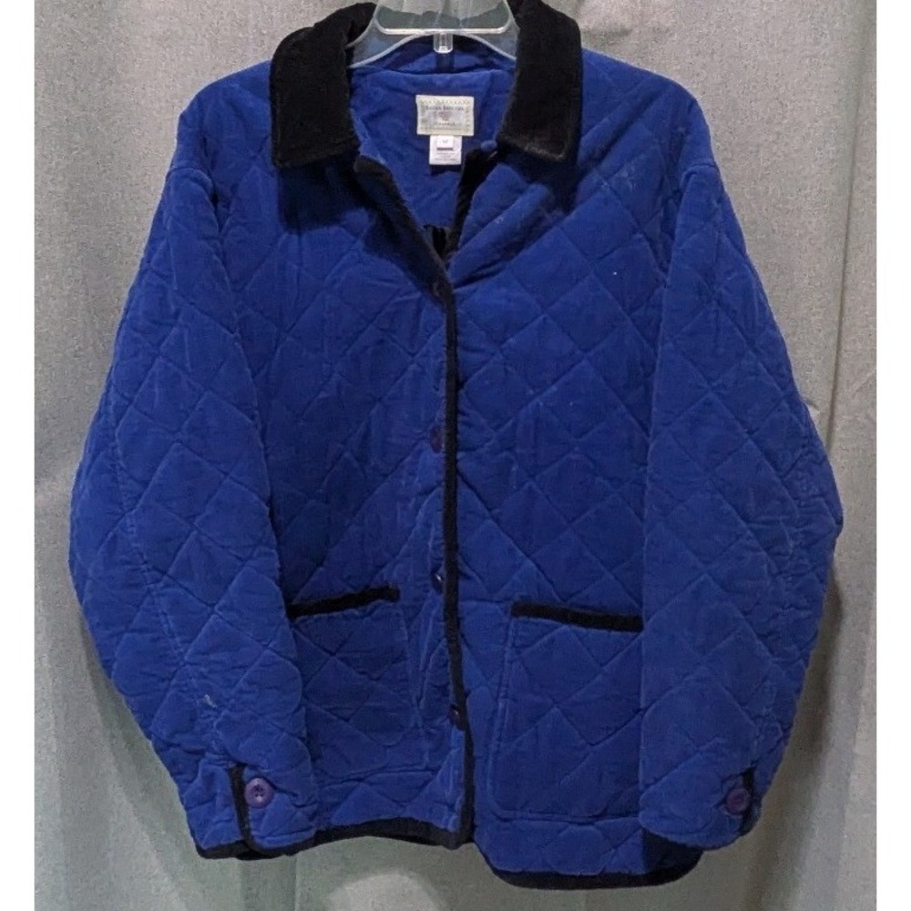 Susan Bristol Quilted Corduroy Jacket Womens M Blue Good SB 131 Barn Coat